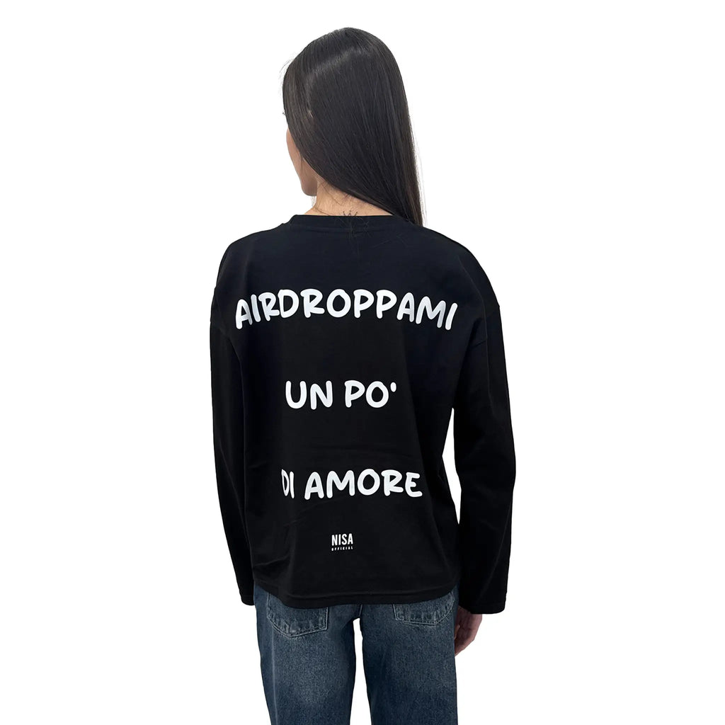 Longsleeve Nera "Airdroppami un po' di amore"