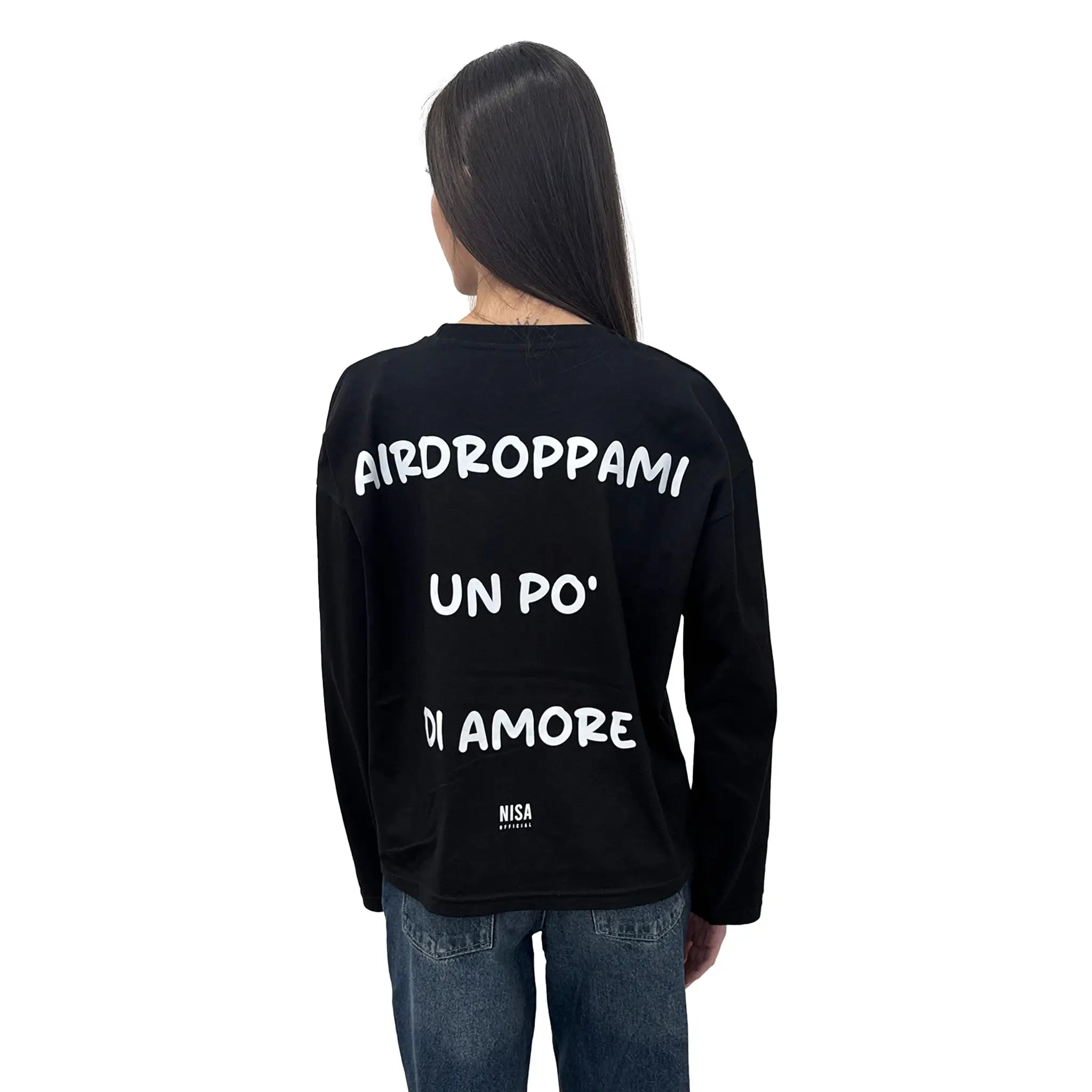 Longsleeve Nera "Airdroppami un po' di amore"