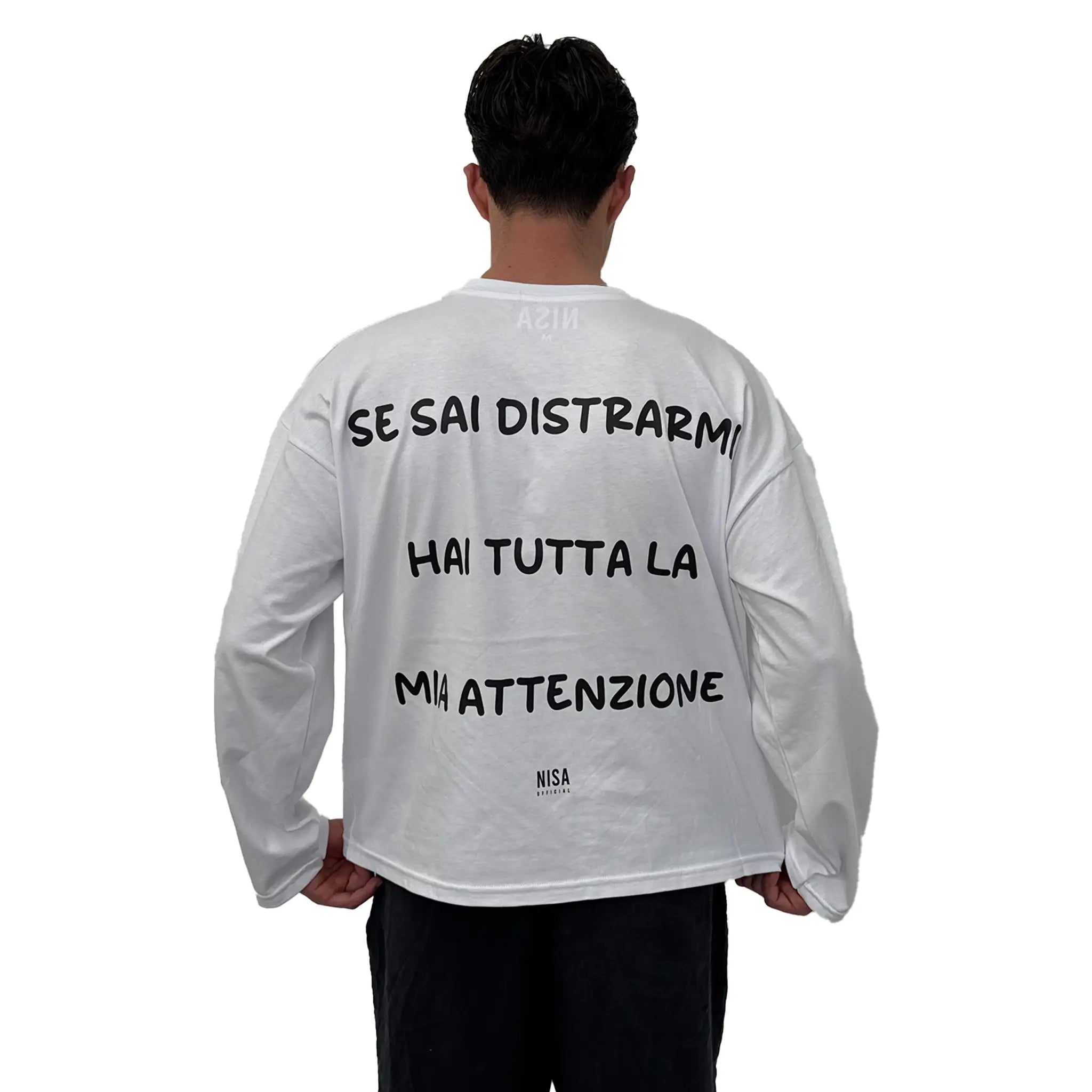 Longsleeve Bianca "Se sai distrarmi hai tutta la mia attenzione"