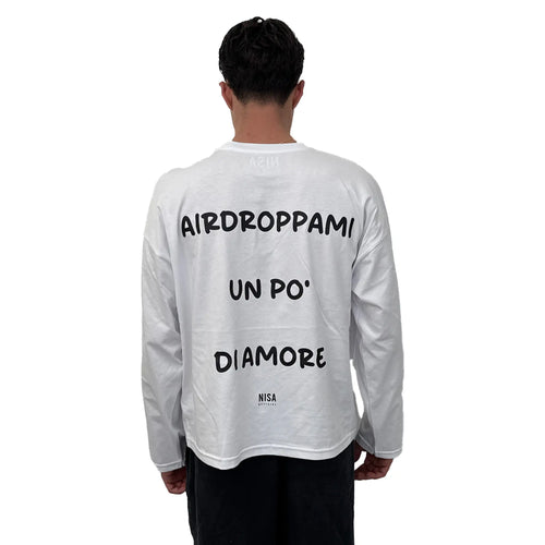 Longsleeve Bianca "Airdroppami un po' di amore"
